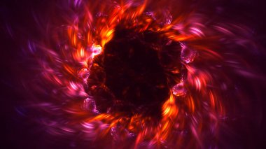 Soyut kırmızı fraktal ışık arkaplanı 3 boyutlu oluşturuluyor