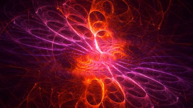 Soyut kırmızı fraktal ışık arkaplanı 3 boyutlu oluşturuluyor