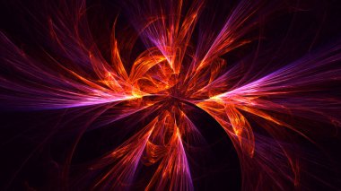 Soyut kırmızı fraktal ışık arkaplanı 3 boyutlu oluşturuluyor