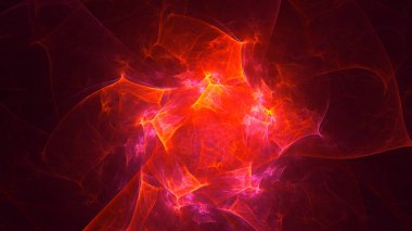 Soyut kırmızı fraktal ışık arkaplanı 3 boyutlu oluşturuluyor