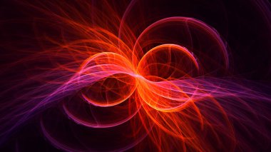 Soyut kırmızı fraktal ışık arkaplanı 3 boyutlu oluşturuluyor