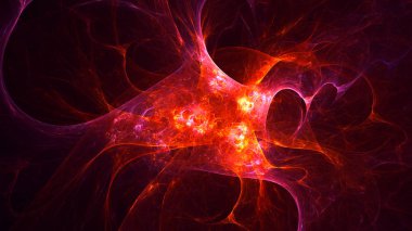 Soyut kırmızı fraktal ışık arkaplanı 3 boyutlu oluşturuluyor