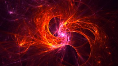 Soyut kırmızı fraktal ışık arkaplanı 3 boyutlu oluşturuluyor