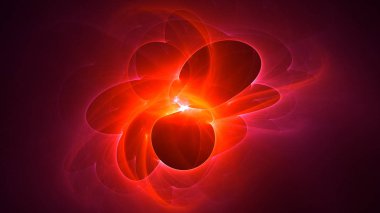 Soyut kırmızı fraktal ışık arkaplanı 3 boyutlu oluşturuluyor