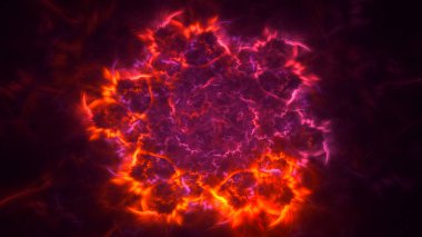 Soyut kırmızı fraktal ışık arkaplanı 3 boyutlu oluşturuluyor