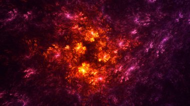 Soyut kırmızı fraktal ışık arkaplanı 3 boyutlu oluşturuluyor