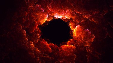 Soyut kırmızı fraktal ışık arkaplanı 3 boyutlu oluşturuluyor