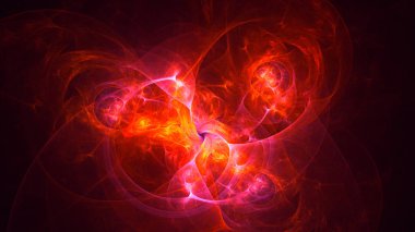 Soyut kırmızı fraktal ışık arkaplanı 3 boyutlu oluşturuluyor