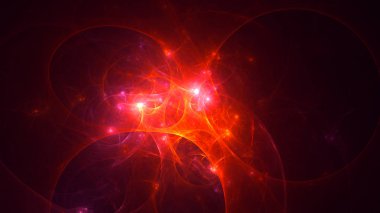 Soyut kırmızı fraktal ışık arkaplanı 3 boyutlu oluşturuluyor