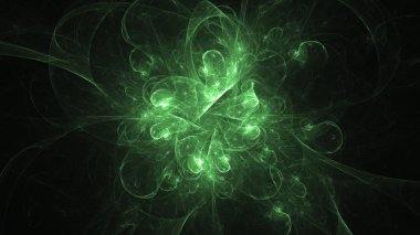 3D render soyut yeşil fraktal açık renkli