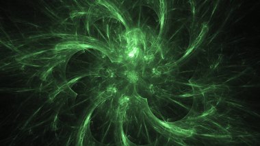 3D render soyut yeşil fraktal açık renkli