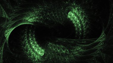 3D render soyut yeşil fraktal açık renkli