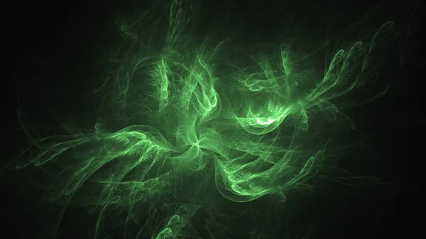 渲染抽象绿色分形光背景 — 图库照片