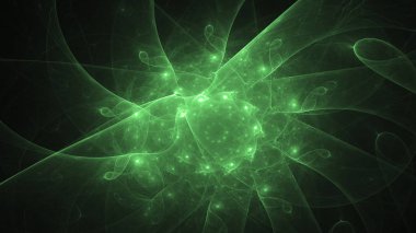3D render soyut yeşil fraktal açık renkli