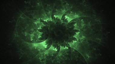 3D render soyut yeşil fraktal açık renkli