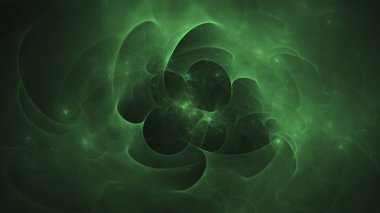 3D render soyut yeşil fraktal açık renkli