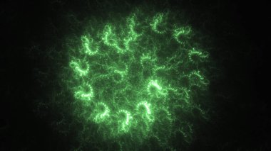 3D render soyut yeşil fraktal açık renkli