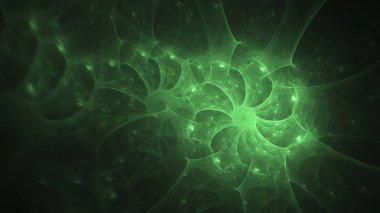 3D render soyut yeşil fraktal açık renkli