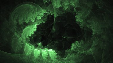 3D render soyut yeşil fraktal açık renkli