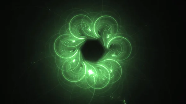 レンダリング抽象緑フラクタル光背景 — ストック写真