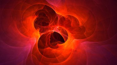 Soyut kırmızı fraktal ışık arkaplanı 3 boyutlu oluşturuluyor