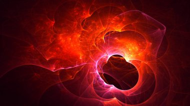 Soyut kırmızı fraktal ışık arkaplanı 3 boyutlu oluşturuluyor