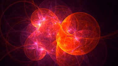 Soyut kırmızı fraktal ışık arkaplanı 3 boyutlu oluşturuluyor