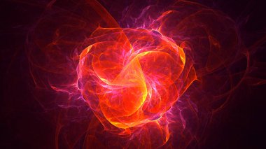 Soyut kırmızı fraktal ışık arkaplanı 3 boyutlu oluşturuluyor