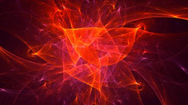 Soyut kırmızı fraktal ışık arkaplanı 3 boyutlu oluşturuluyor