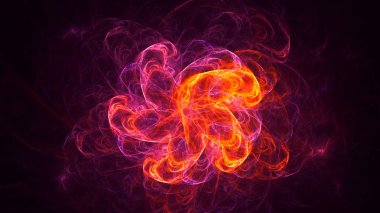 Soyut kırmızı fraktal ışık arkaplanı 3 boyutlu oluşturuluyor