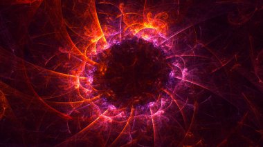 Soyut kırmızı fraktal ışık arkaplanı 3 boyutlu oluşturuluyor