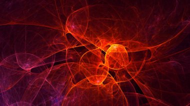 Soyut kırmızı fraktal ışık arkaplanı 3 boyutlu oluşturuluyor