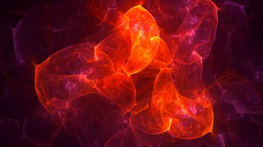 Soyut kırmızı fraktal ışık arkaplanı 3 boyutlu oluşturuluyor