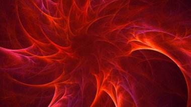 Soyut kırmızı fraktal ışık arkaplanı 3 boyutlu oluşturuluyor