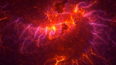 Soyut kırmızı fraktal ışık arkaplanı 3 boyutlu oluşturuluyor