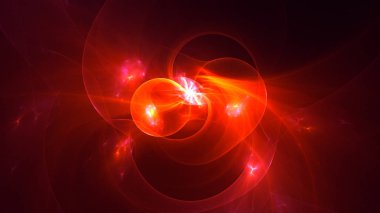 Soyut kırmızı fraktal ışık arkaplanı 3 boyutlu oluşturuluyor