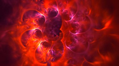 Soyut kırmızı fraktal ışık arkaplanı 3 boyutlu oluşturuluyor