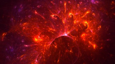 Soyut kırmızı fraktal ışık arkaplanı 3 boyutlu oluşturuluyor