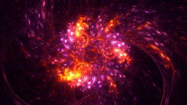 Soyut kırmızı fraktal ışık arkaplanı 3 boyutlu oluşturuluyor