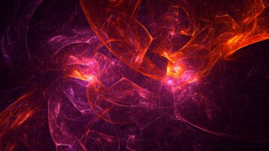 Soyut kırmızı fraktal ışık arkaplanı 3 boyutlu oluşturuluyor