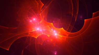 Soyut kırmızı fraktal ışık arkaplanı 3 boyutlu oluşturuluyor