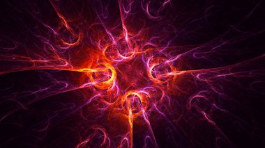 Soyut kırmızı fraktal ışık arkaplanı 3 boyutlu oluşturuluyor