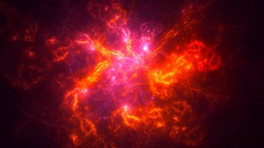 Soyut kırmızı fraktal ışık arkaplanı 3 boyutlu oluşturuluyor