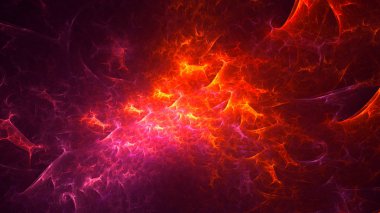 Soyut kırmızı fraktal ışık arkaplanı 3 boyutlu oluşturuluyor