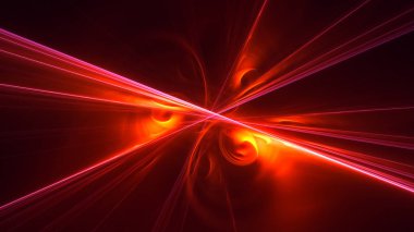 Soyut kırmızı fraktal ışık arkaplanı 3 boyutlu oluşturuluyor
