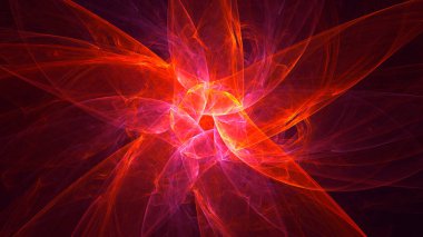 Soyut kırmızı fraktal ışık arkaplanı 3 boyutlu oluşturuluyor