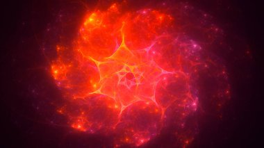 Soyut kırmızı fraktal ışık arkaplanı 3 boyutlu oluşturuluyor