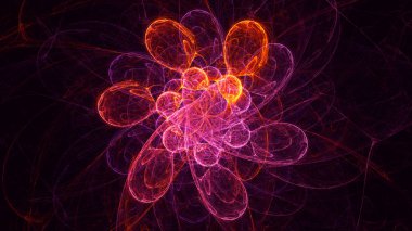 Soyut kırmızı fraktal ışık arkaplanı 3 boyutlu oluşturuluyor