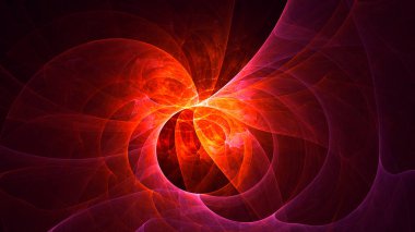 Soyut kırmızı fraktal ışık arkaplanı 3 boyutlu oluşturuluyor