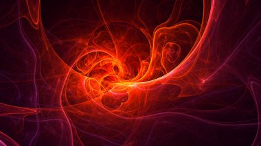 Soyut kırmızı fraktal ışık arkaplanı 3 boyutlu oluşturuluyor
